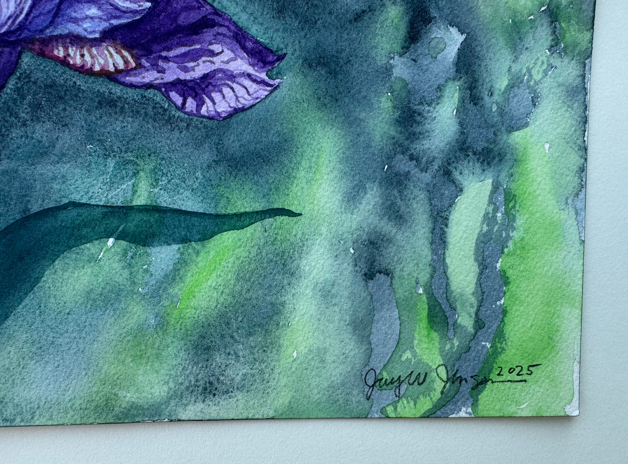Purple Iris #3 by Jay Jensen |  Side View of Artwork 