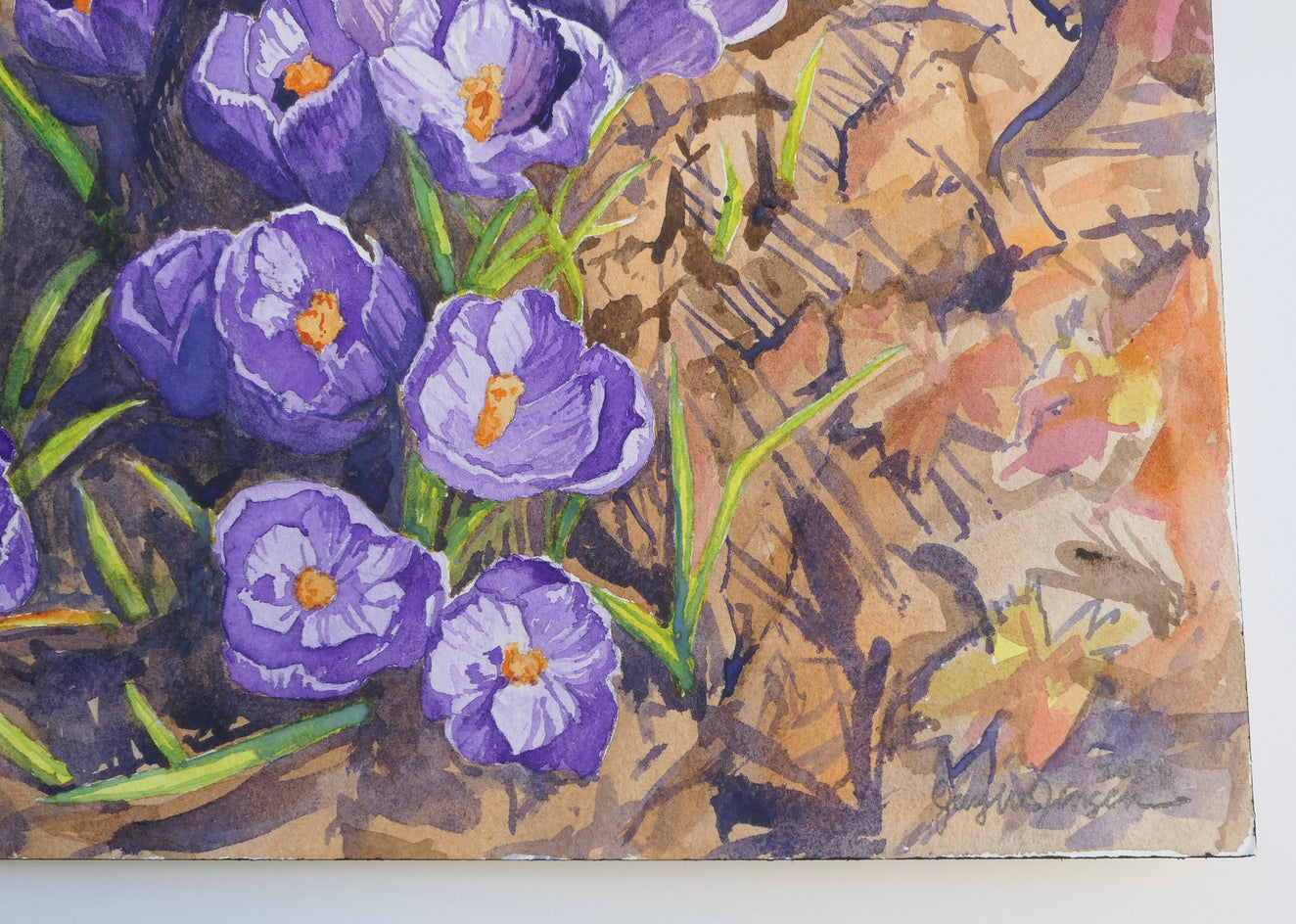 With the Crocus Comes the Spring by Jay Jensen |  Side View of Artwork 