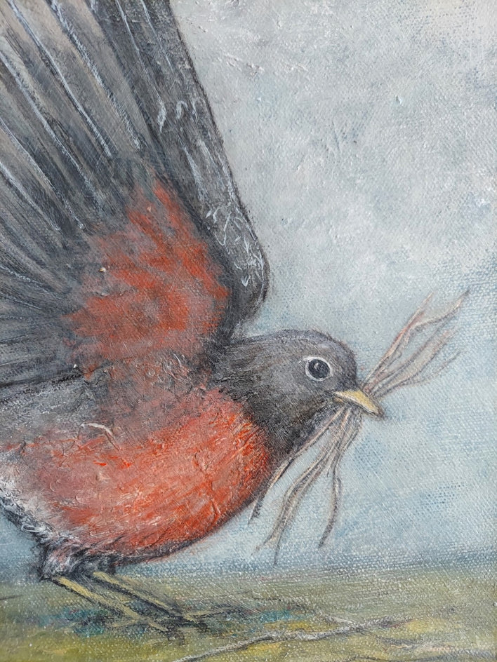 Off To Build My Nest by Jennifer Ross |  Closeup View of Artwork 