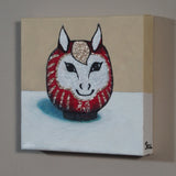 Original art for sale at UGallery.com | Daruma Doll - Year of the Fire Horse by Jennifer Ross | $300 | mixed media artwork | 8' h x 8' w | thumbnail 3