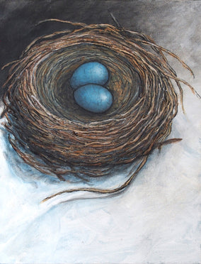 Original art for sale at UGallery.com | Stay in the Nest by Jennifer Ross | $475 | mixed media artwork | 14' h x 11' w