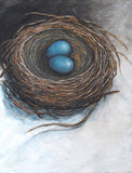 Original art for sale at UGallery.com | Stay in the Nest by Jennifer Ross | $475 | mixed media artwork | 14' h x 11' w | thumbnail 1
