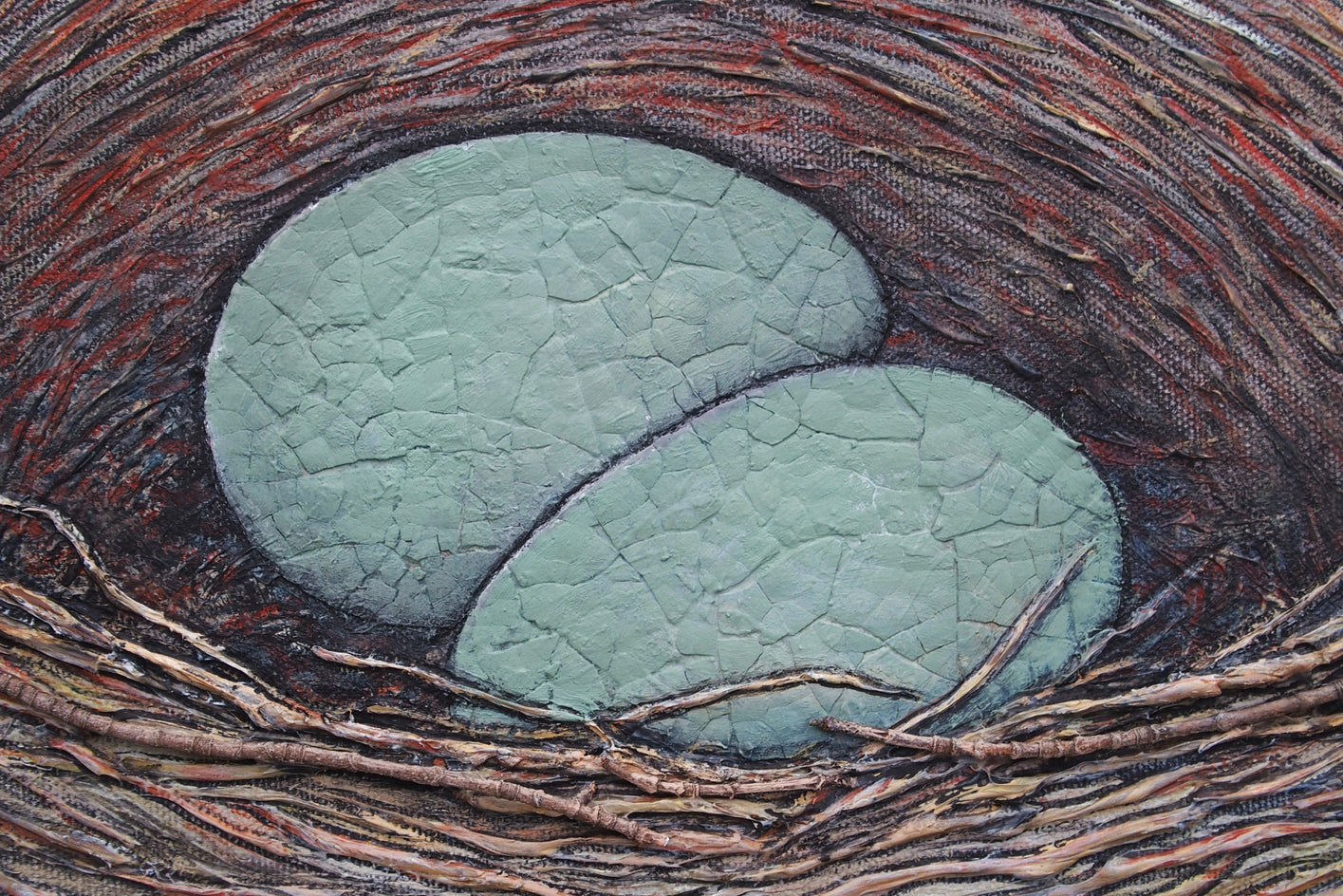 The Fine Craft of Nest Construction by Jennifer Ross |  Closeup View of Artwork 