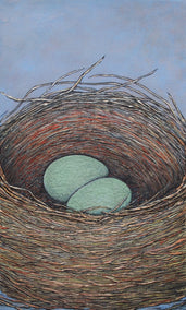 mixed media artwork by Jennifer Ross titled The Fine Craft of Nest Construction