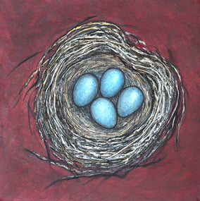 Original art for sale at UGallery.com | The Heart Shaped Nest by Jennifer Ross | $550 | mixed media artwork | 12' h x 12' w