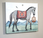 Original art for sale at UGallery.com | The Horse's Way by Jennifer Ross | $1,100 | mixed media artwork | 20' h x 24' w | thumbnail 3