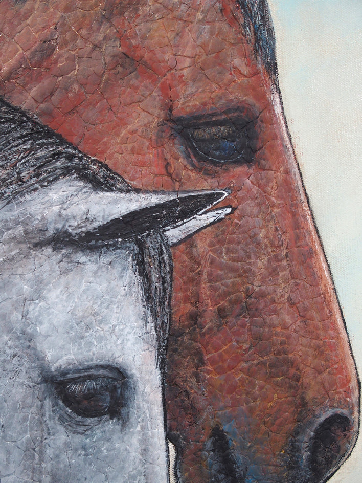 Two Horses by Jennifer Ross |  Closeup View of Artwork 
