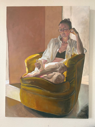 Reading In the Gold Chair 2.0 by Jesse Aldana |  Context View of Artwork 
