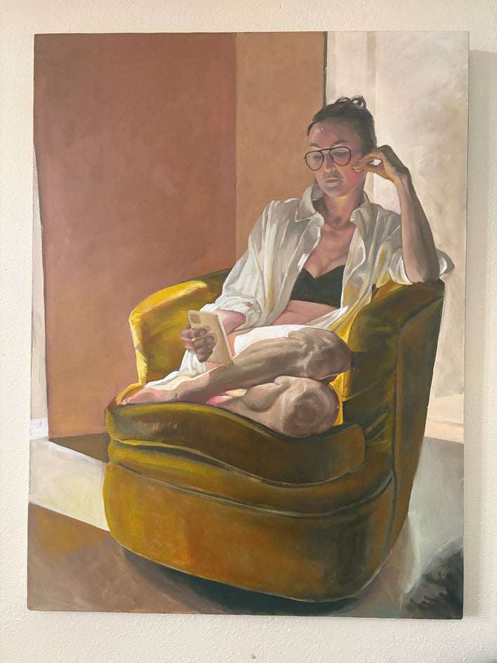 Reading In the Gold Chair 2.0 by Jesse Aldana |  Context View of Artwork 