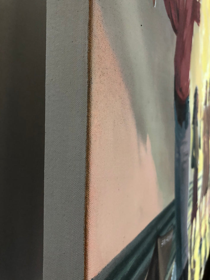 The Coffee Break by Jesse Aldana |  Side View of Artwork 