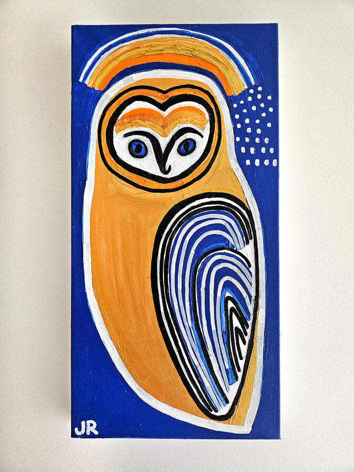 Barn Owl on Cobalt by Jessica JH Roller |  Context View of Artwork 