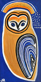 Original art for sale at UGallery.com | Barn Owl on Cobalt by Jessica JH Roller | $400 | acrylic painting | 24' h x 12' w | thumbnail 1