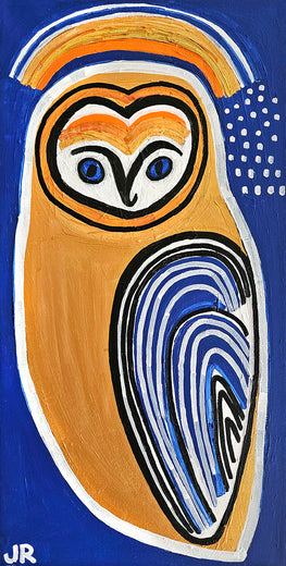 Barn Owl on Cobalt by Jessica JH Roller |  Artwork Main Image 