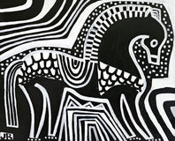 Original art for sale at UGallery.com | Black Horse in Armor by Jessica JH Roller | $400 | acrylic painting | 16' h x 20' w | thumbnail 1