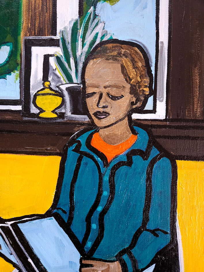 Boy Reading by Jessica JH Roller |  Closeup View of Artwork 