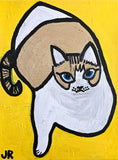 Original art for sale at UGallery.com | Cat on Yellow by Jessica JH Roller | $275 | acrylic painting | 16' h x 12' w | thumbnail 1