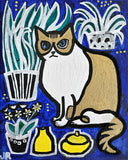 Original art for sale at UGallery.com | Cat with House Plants by Jessica JH Roller | $160 | acrylic painting | 10' h x 8' w | thumbnail 1