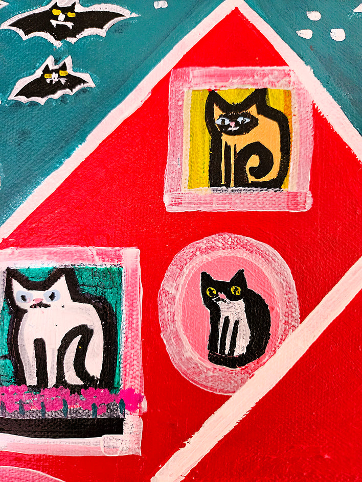 Cats and Bats by Jessica JH Roller |  Closeup View of Artwork 
