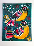 Original art for sale at UGallery.com | Decorated Birds by Jessica JH Roller | $575 | acrylic painting | 30' h x 24' w | thumbnail 3