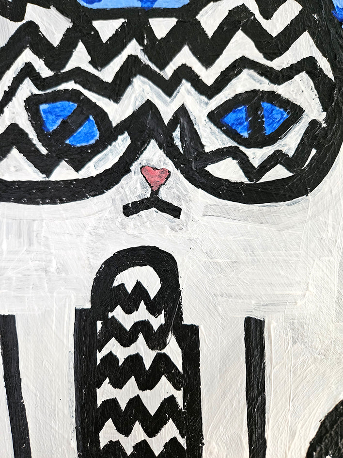 Extra Large Zig Zag Cat by Jessica JH Roller |  Closeup View of Artwork 