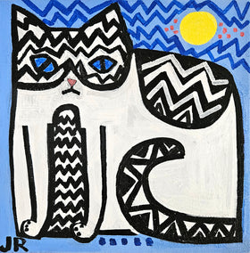 acrylic painting by Jessica JH Roller titled Extra Large Zig Zag Cat