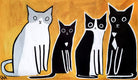 Original art for sale at UGallery.com | Four Cats by Jessica JH Roller | $2,600 | acrylic painting | 28' h x 48' w | thumbnail 1