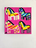 Original art for sale at UGallery.com | Four Rainbow Ponies by Jessica JH Roller | $225 | acrylic painting | 12' h x 12' w | thumbnail 3