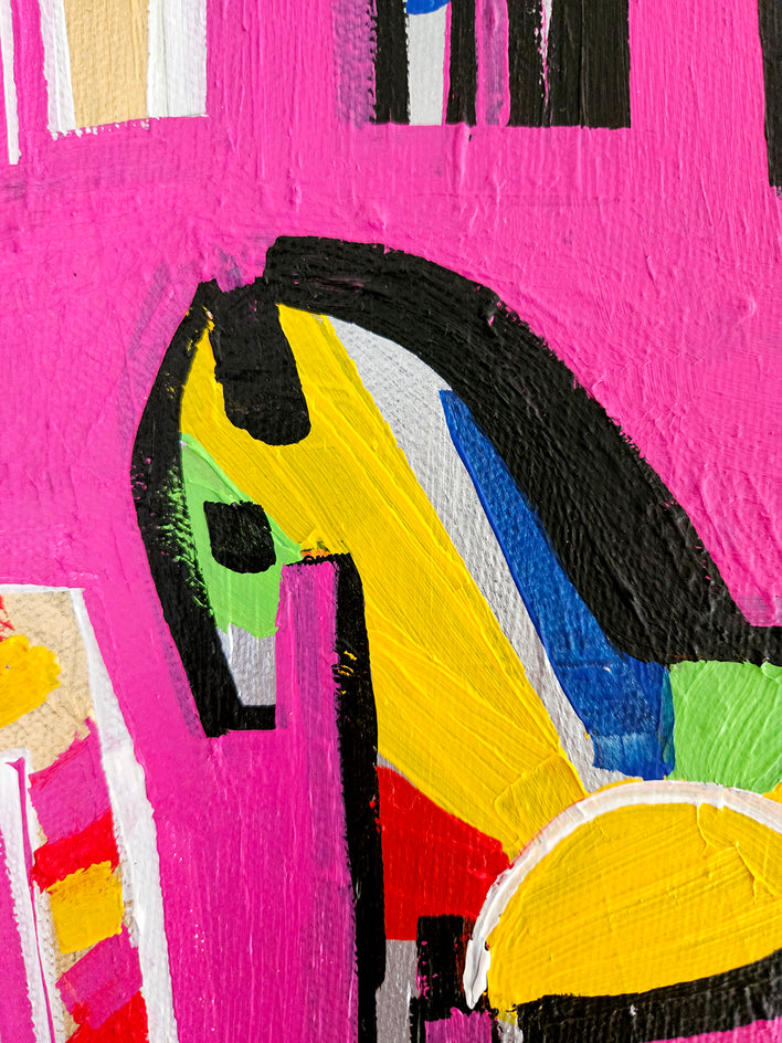 Four Rainbow Ponies by Jessica JH Roller |  Closeup View of Artwork 