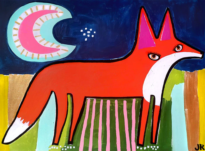 Fox Under Pink Moon by Jessica JH Roller |  Artwork Main Image 