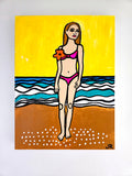 Original art for sale at UGallery.com | Girl on Beach by Jessica JH Roller | $425 | acrylic painting | 24' h x 18' w | thumbnail 3