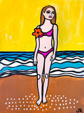 Original art for sale at UGallery.com | Girl on Beach by Jessica JH Roller | $425 | acrylic painting | 24' h x 18' w | thumbnail 1