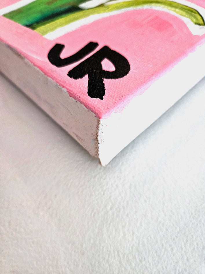 Girl with Black Cat and Plants by Jessica JH Roller |  Side View of Artwork 