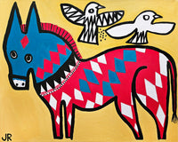 Original art for sale at UGallery.com | Holiday Donkey by Jessica JH Roller | $675 | acrylic painting | 24' h x 30' w | thumbnail 1