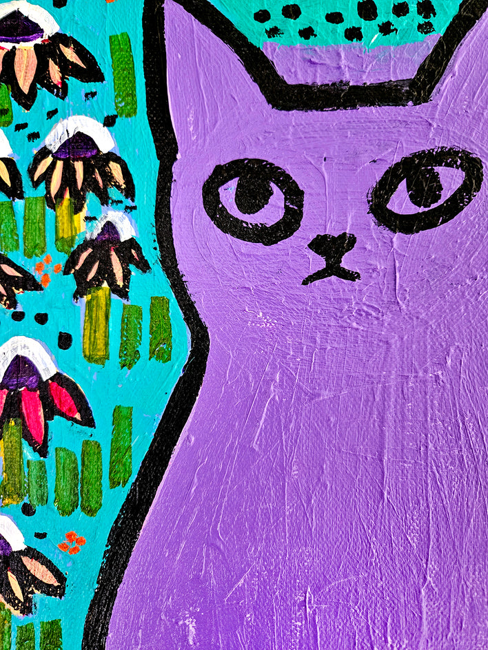 Lavender with Coneflowers by Jessica JH Roller |  Closeup View of Artwork 