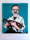 Original art for sale at UGallery.com | Man Holding a Cat by Jessica JH Roller | $550 | acrylic painting | 24' h x 20' w | thumbnail 3