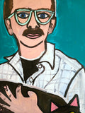 Original art for sale at UGallery.com | Man Holding a Cat by Jessica JH Roller | $650 | acrylic painting | 24' h x 20' w | thumbnail 4