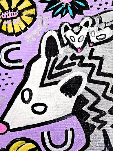 Opossum in the Springtime by Jessica JH Roller |   Closeup View of Artwork 