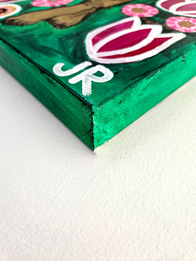 Portrait in Wildflowers by Jessica JH Roller |  Side View of Artwork 