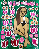 Original art for sale at UGallery.com | Portrait in Wildflowers by Jessica JH Roller | $350 | acrylic painting | 20' h x 16' w | thumbnail 1