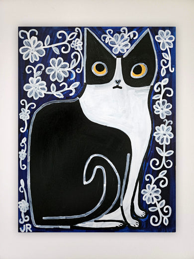 Rosemary on Deep Blue and Flowers by Jessica JH Roller |  Context View of Artwork 