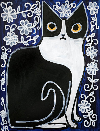 Rosemary on Deep Blue and Flowers by Jessica JH Roller | Artwork Main Image
