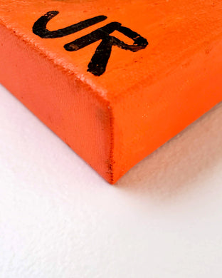 Sleeping Cat on Orange and Yellow by Jessica JH Roller |  Side View of Artwork 