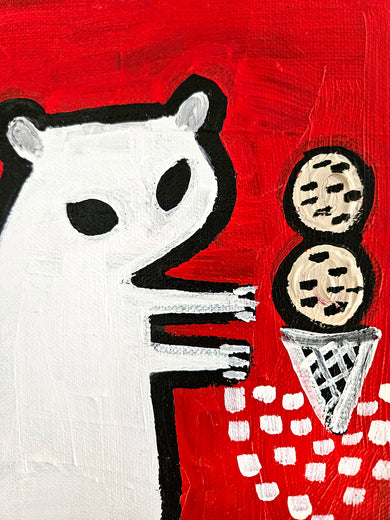Squirrel with Chocolate Chip Ice Cream by Jessica JH Roller |   Closeup View of Artwork 