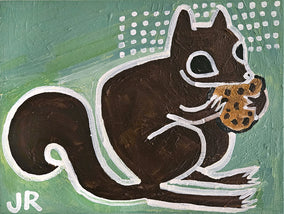 Original art for sale at UGallery.com | Squirrel with Cookie by Jessica JH Roller | $190 | acrylic painting | 9' h x 12' w