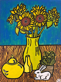acrylic painting by Jessica JH Roller titled Sunflower Still Life