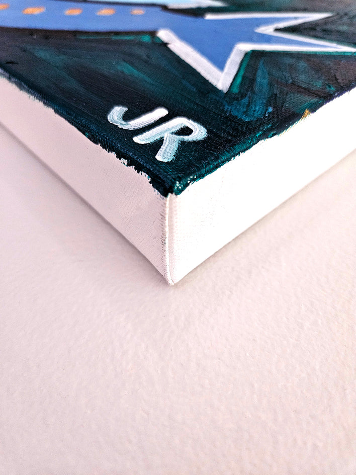 Two Blue Birds by Jessica JH Roller |  Side View of Artwork 