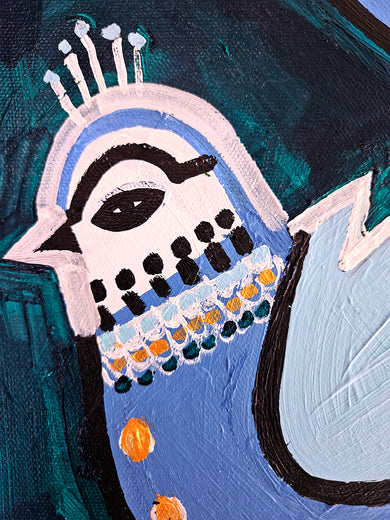 Two Blue Birds by Jessica JH Roller |   Closeup View of Artwork 