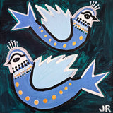 Original art for sale at UGallery.com | Two Blue Birds by Jessica JH Roller | $225 | acrylic painting | 12' h x 12' w | thumbnail 1