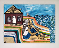 Original art for sale at UGallery.com | Waiting by Jessica JH Roller | $375 | acrylic painting | 18' h x 24' w | thumbnail 3