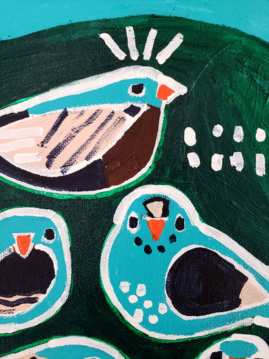 Winter Birds by Jessica JH Roller |   Closeup View of Artwork 